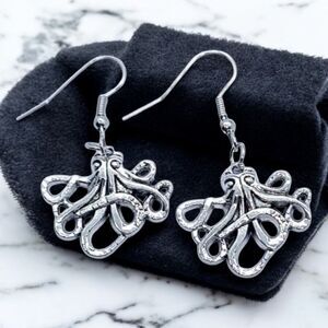 Kraken Octopus Earrings Silver Dangle Steampunk Pirates Jewelry Squid Gift NEW